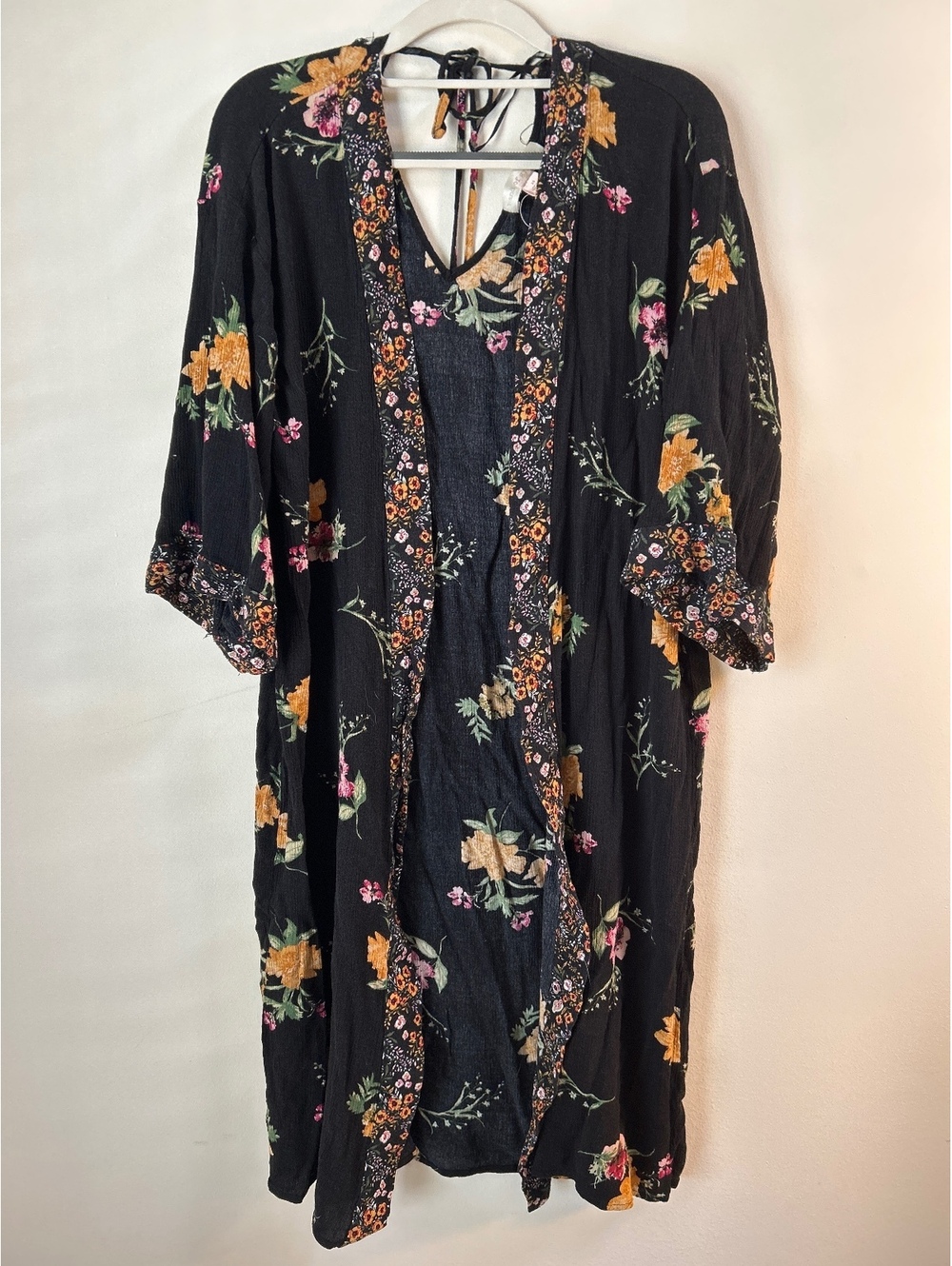 Band of Gypsies Black Floral Kimono Cardigan XS